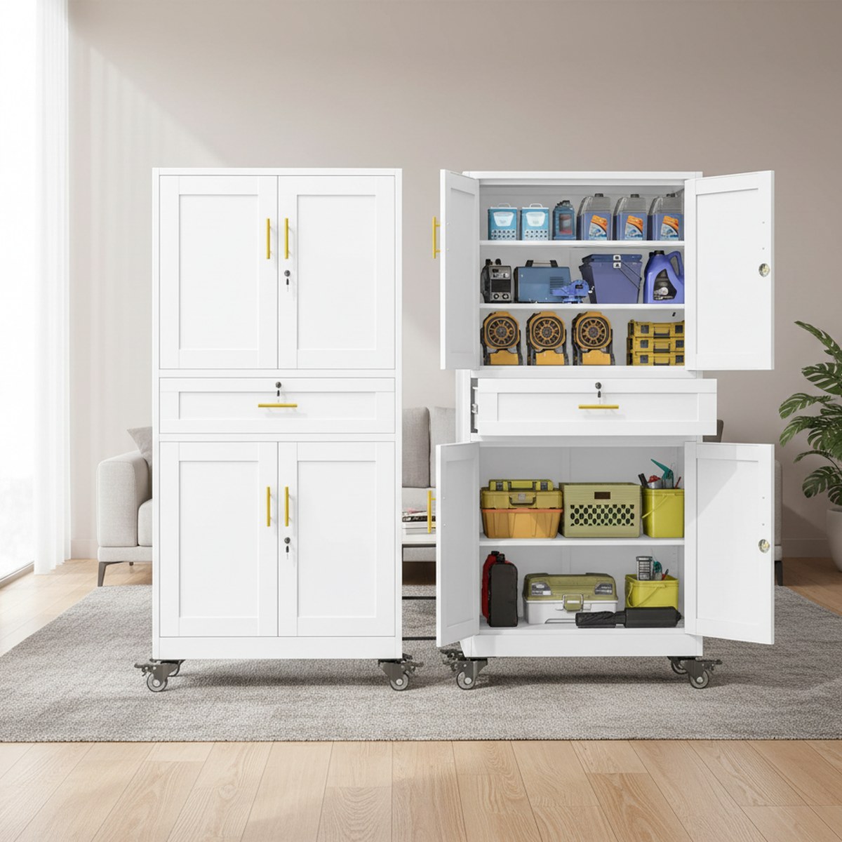 Home Gym Organization - Металлический передвижной шкаф для хранения в